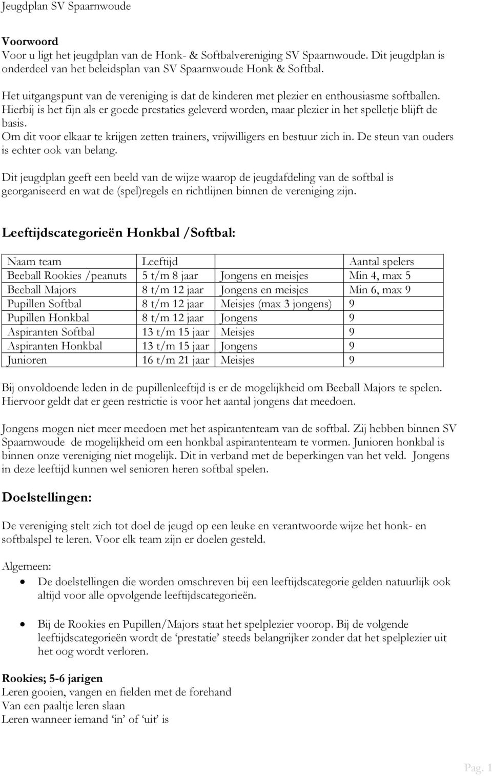 Hierbij is het fijn als er goede prestaties geleverd worden, maar plezier in het spelletje blijft de basis. Om dit voor elkaar te krijgen zetten trainers, vrijwilligers en bestuur zich in.