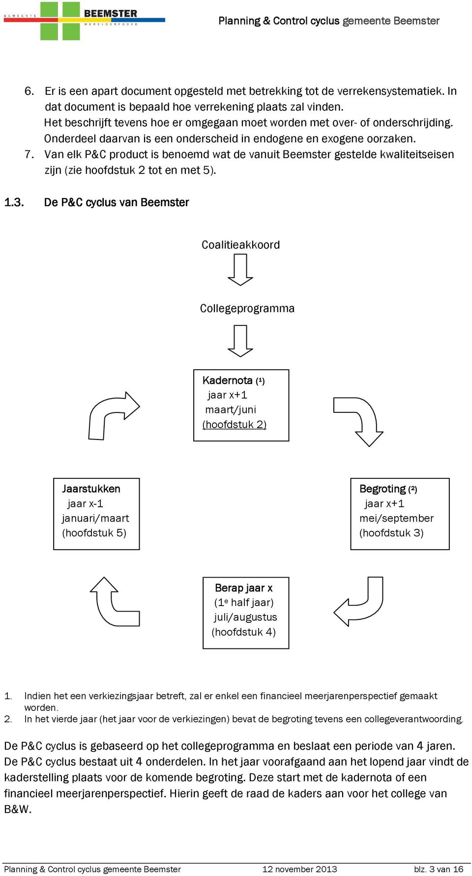 Van elk P&C product is benoemd wat de vanuit Beemster gestelde kwaliteitseisen zijn (zie hoofdstuk 2 tot en met 5). 1.3.