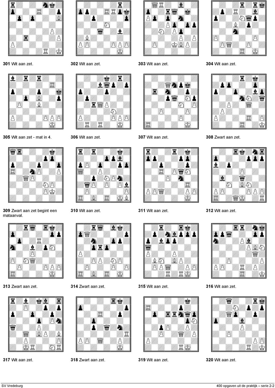 310 Wit aan zet. 311 Wit aan zet. 312 Wit aan zet. 313 Zwart aan zet. 314 Zwart aan zet.