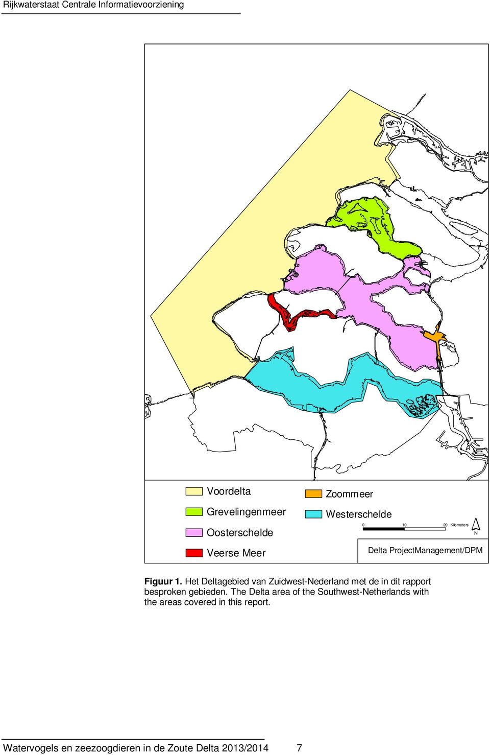 Het Deltagebied van Zuidwest-Nederland met de in dit rapport besproken gebieden.
