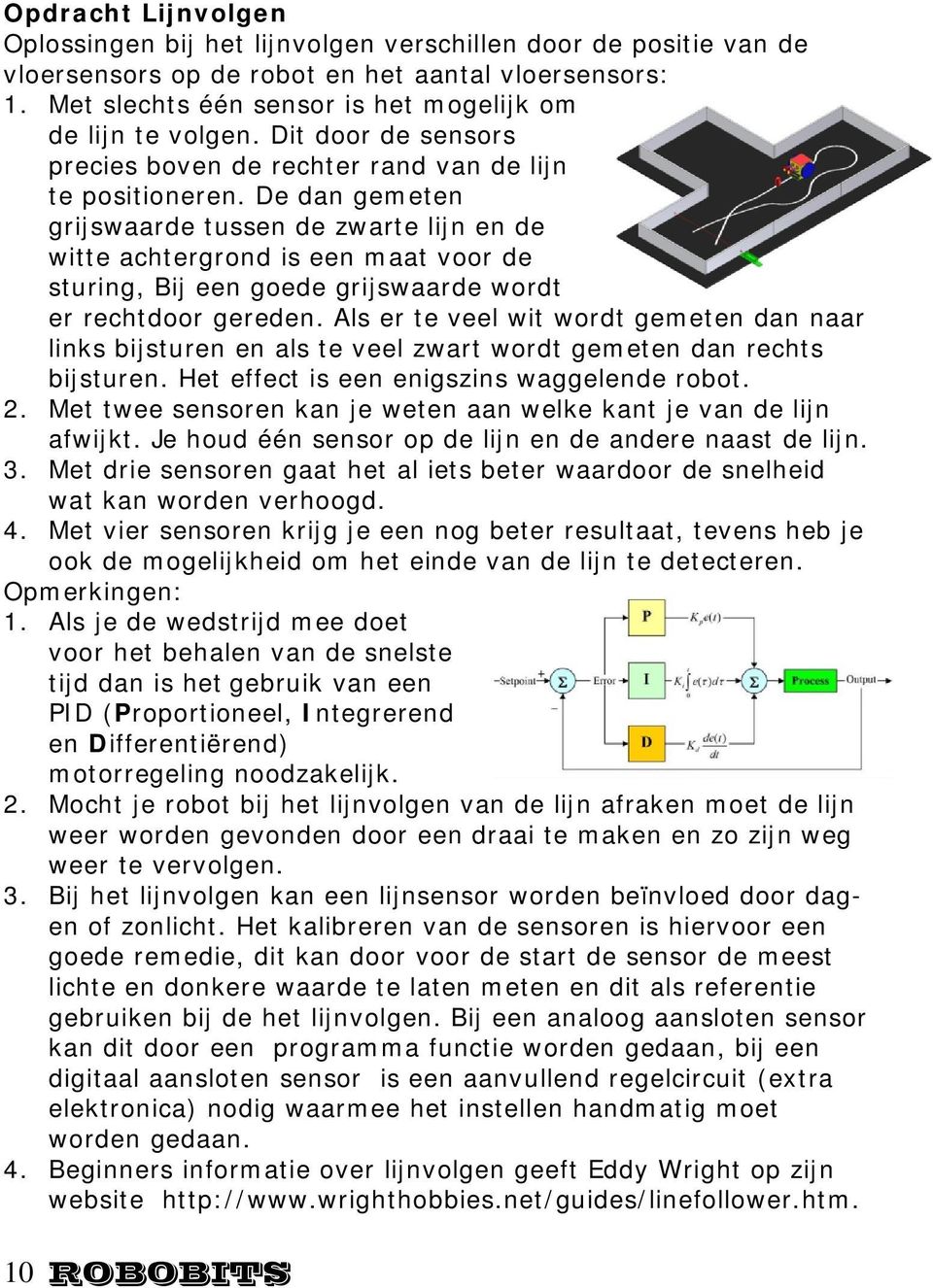 De dan gemeten grijswaarde tussen de zwarte lijn en de witte achtergrond is een maat voor de sturing, Bij een goede grijswaarde wordt er rechtdoor gereden.