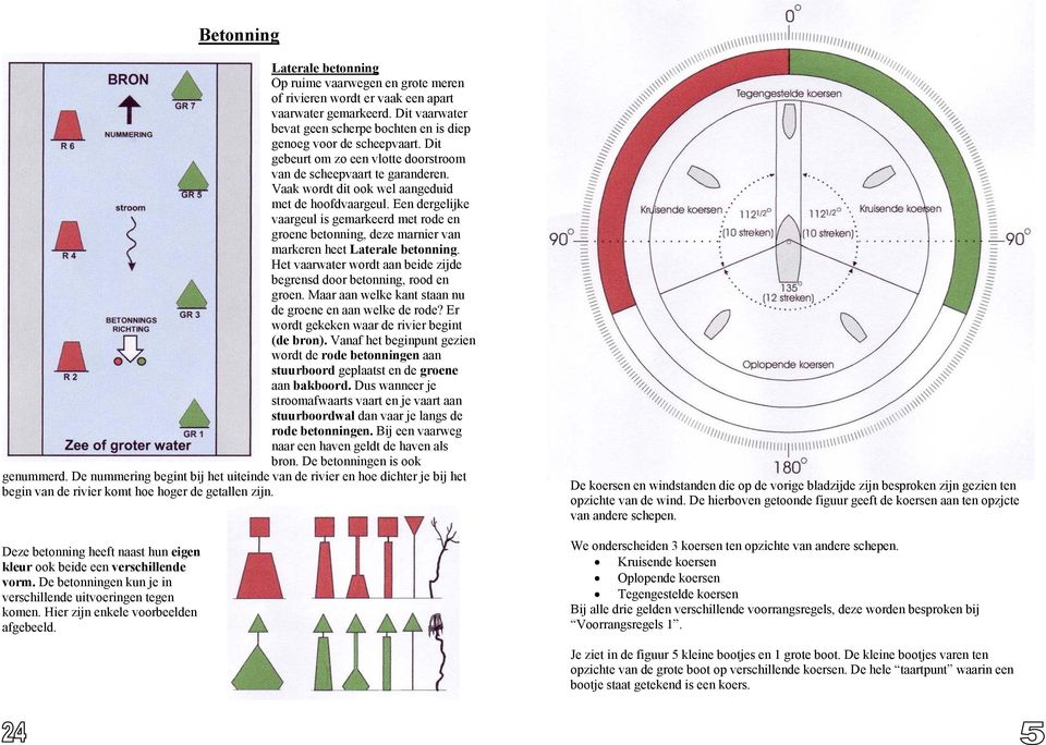 Een dergelijke vaargeul is gemarkeerd met rode en groene betonning, deze marnier van markeren heet Laterale betonning. Het vaarwater wordt aan beide zijde begrensd door betonning, rood en groen.