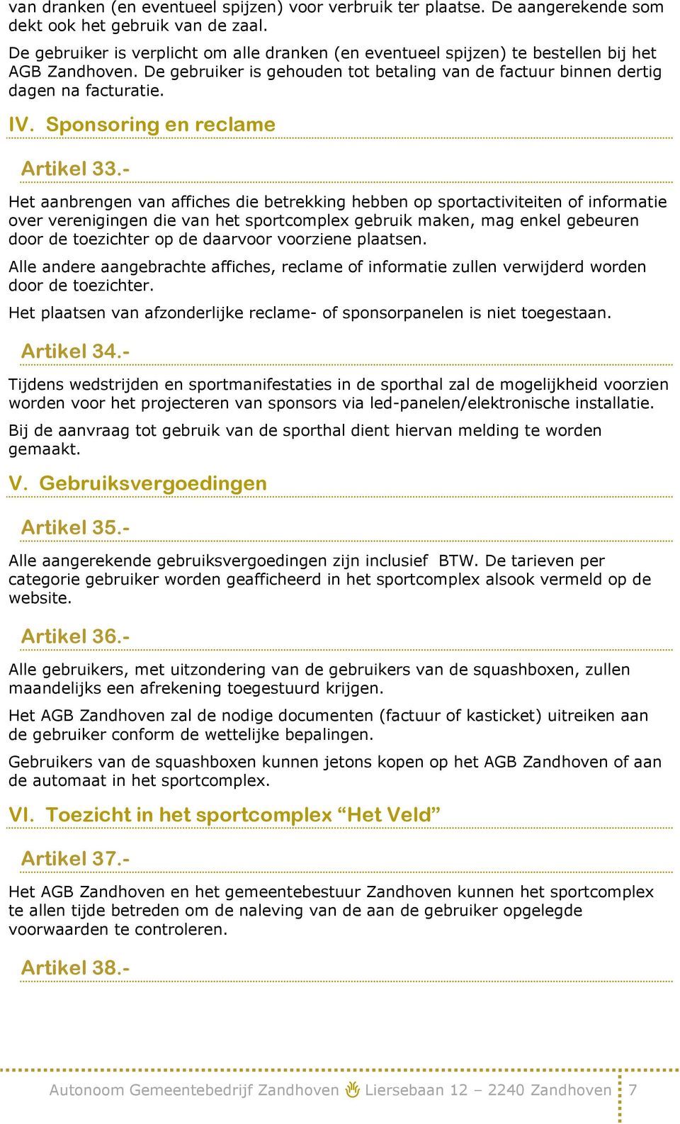 Sponsoring en reclame Artikel 33.