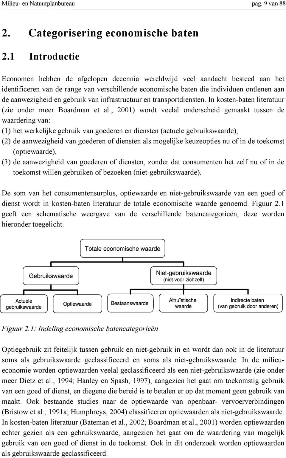 en gebruik van infrastructuur en transportdiensten. In kosten-baten literatuur (zie onder meer Boardman et al.