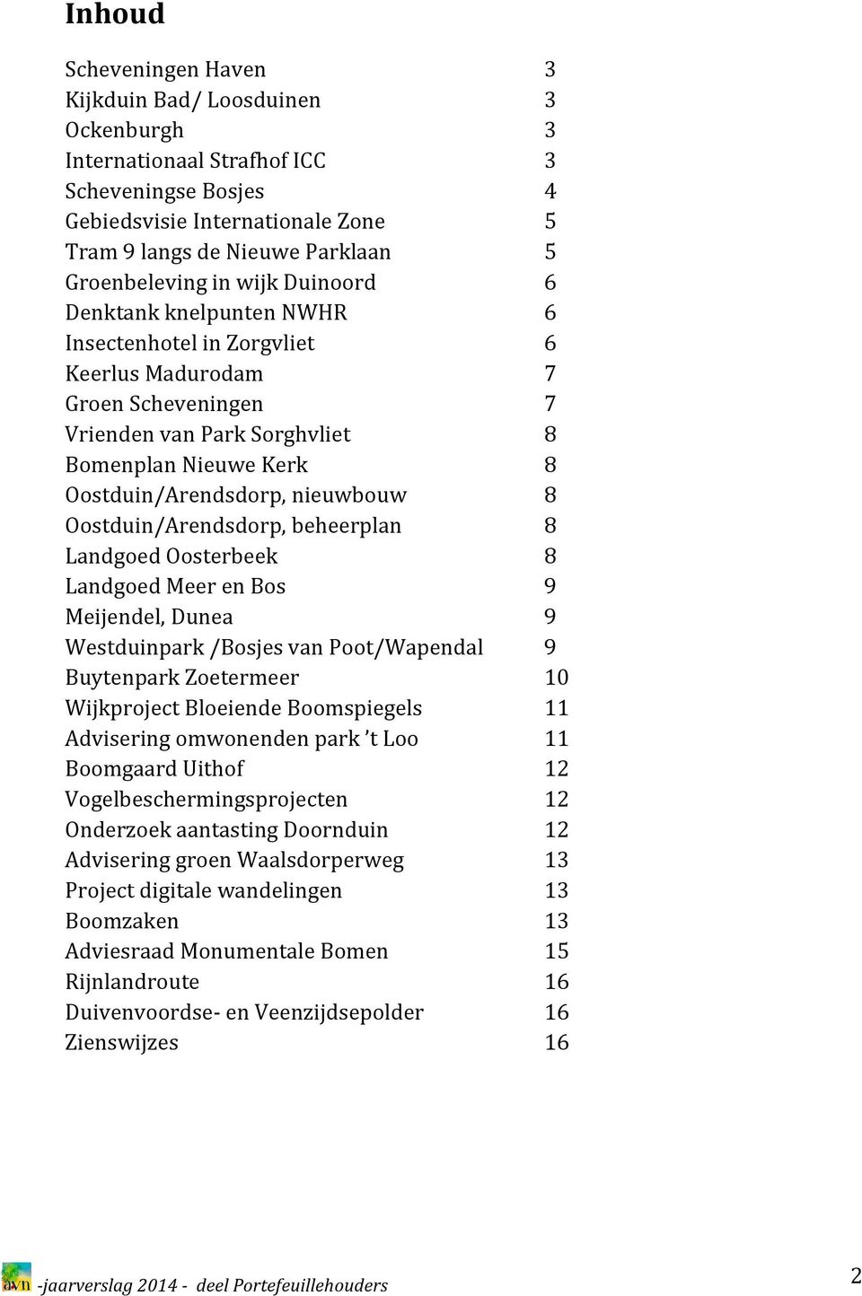 Oostduin/Arendsdorp,nieuwbouw 8 Oostduin/Arendsdorp,beheerplan 8 LandgoedOosterbeek 8 LandgoedMeerenBos 9 Meijendel,Dunea 9 Westduinpark/BosjesvanPoot/Wapendal 9 BuytenparkZoetermeer 10