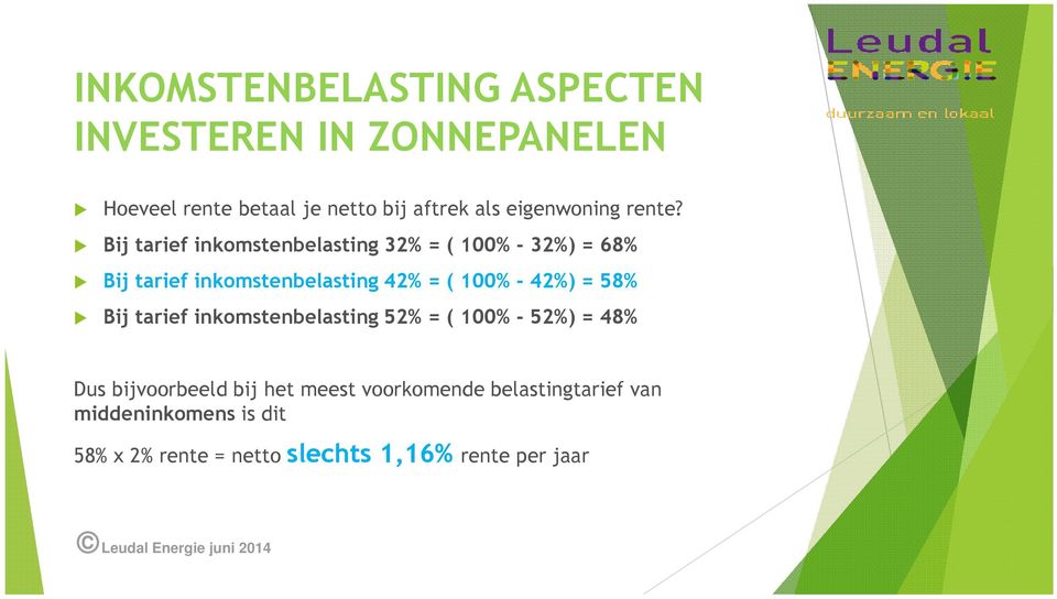 ( 100% - 42%) = 58% Bij tarief inkomstenbelasting 52% = ( 100% - 52%) = 48% Dus