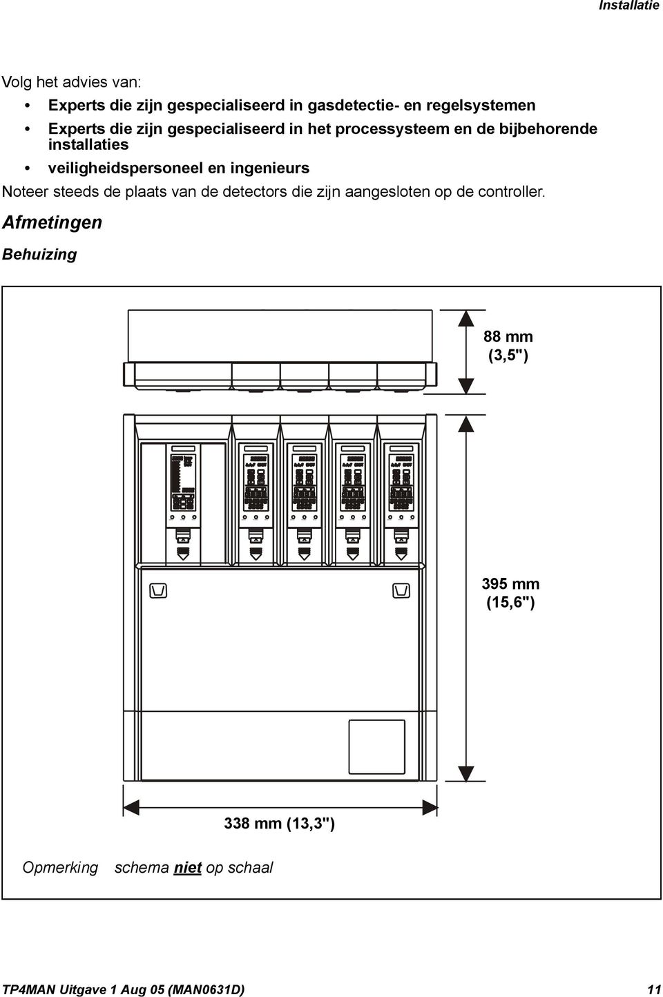 veiligheidspersoneel en ingenieurs Noteer steeds de plaats van de detectors die zijn aangesloten op de controller.