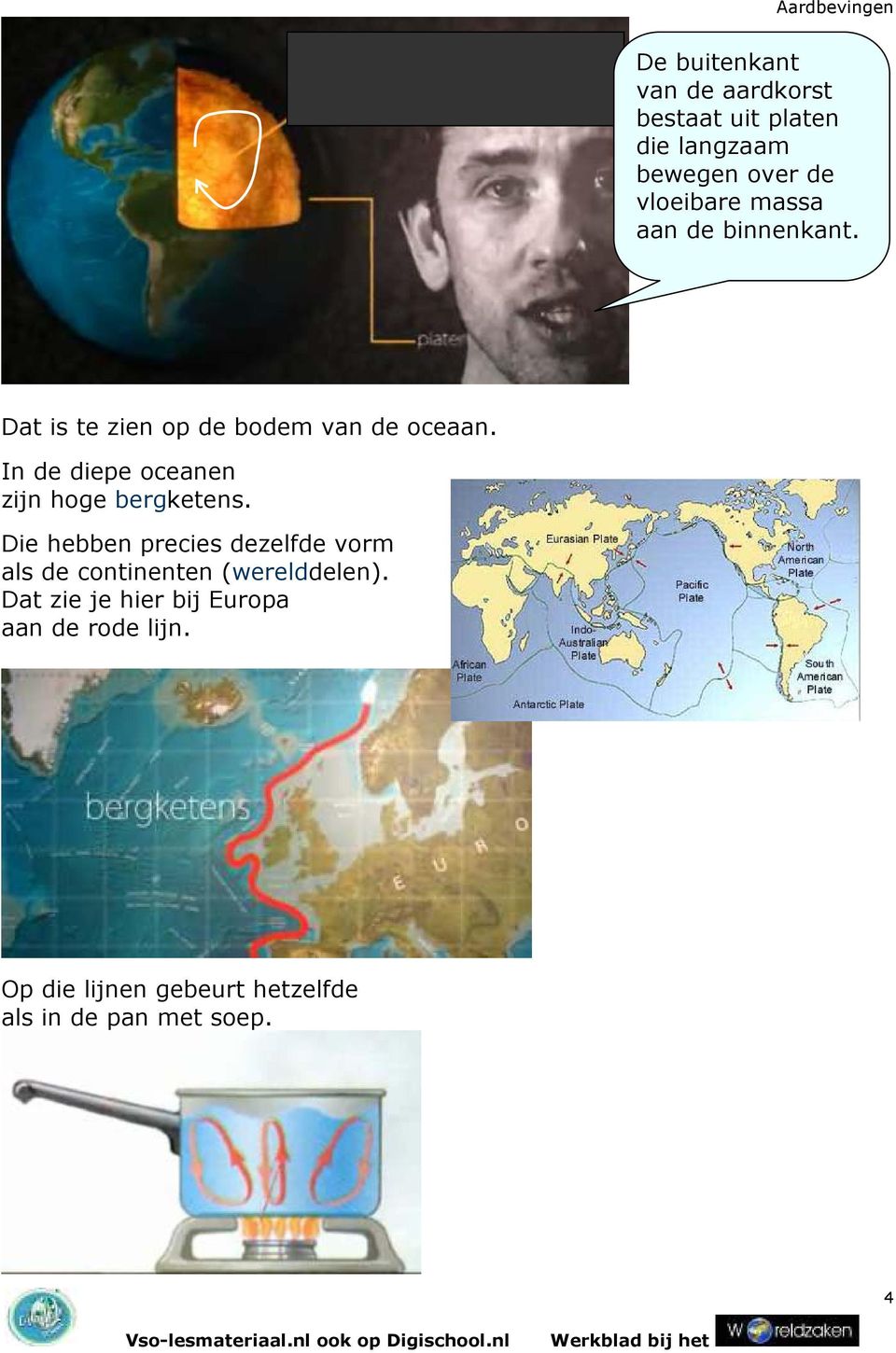 In de diepe oceanen zijn hoge bergketens.