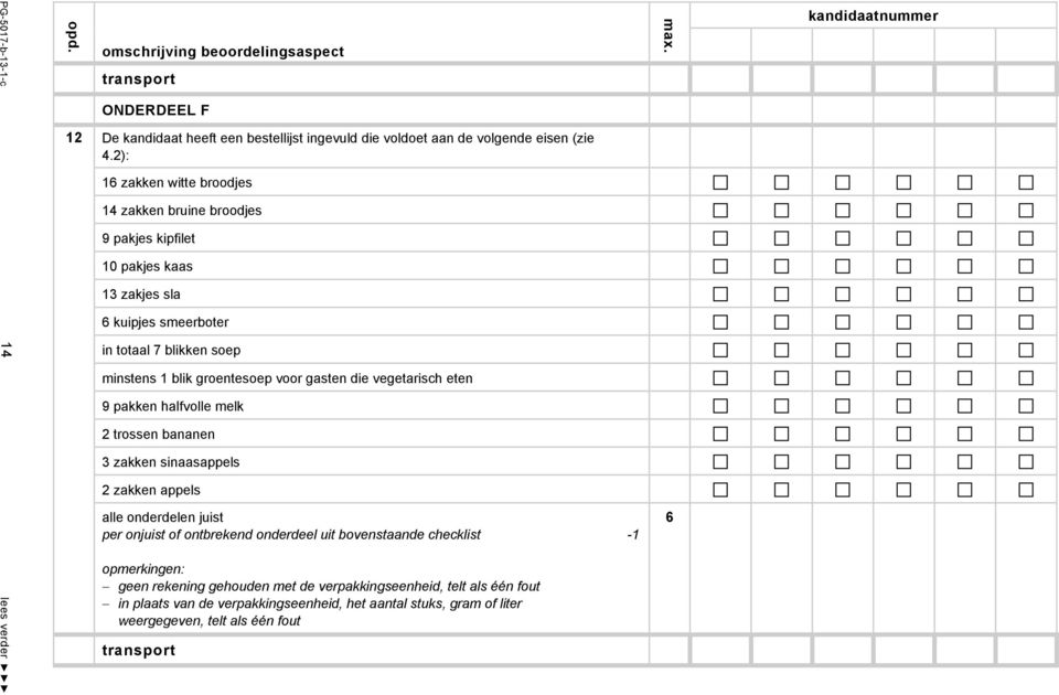 minstens 1 blik groentesoep voor gasten die vegetarisch eten 9 pakken halfvolle melk 2 trossen bananen 3 zakken sinaasappels 2 zakken appels opmerkingen: