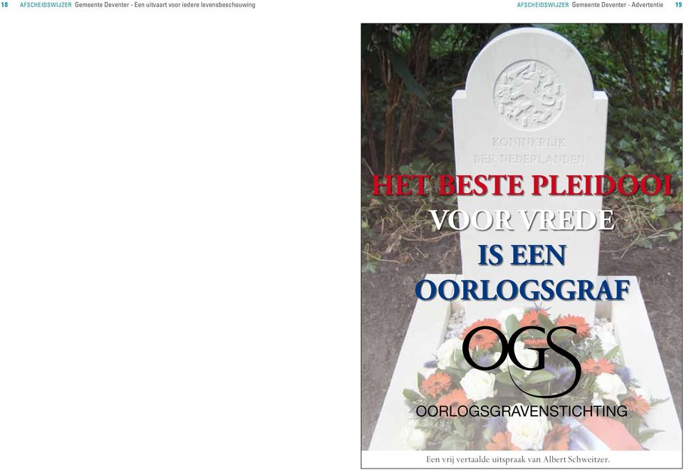 Advertentie 19 HET BESTE PLEIDOOI VOOR VREDE IS EEN OORLOGSGRAF