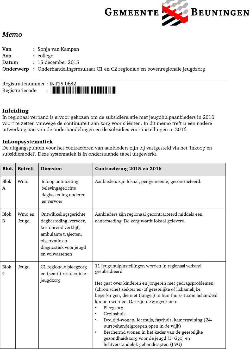 0682* Inleiding In regionaal verband is ervoor gekozen om de subsidierelatie met jeugdhulpaanbieders in 2016 voort te zetten vanwege de continuïteit aan zorg voor cliënten.