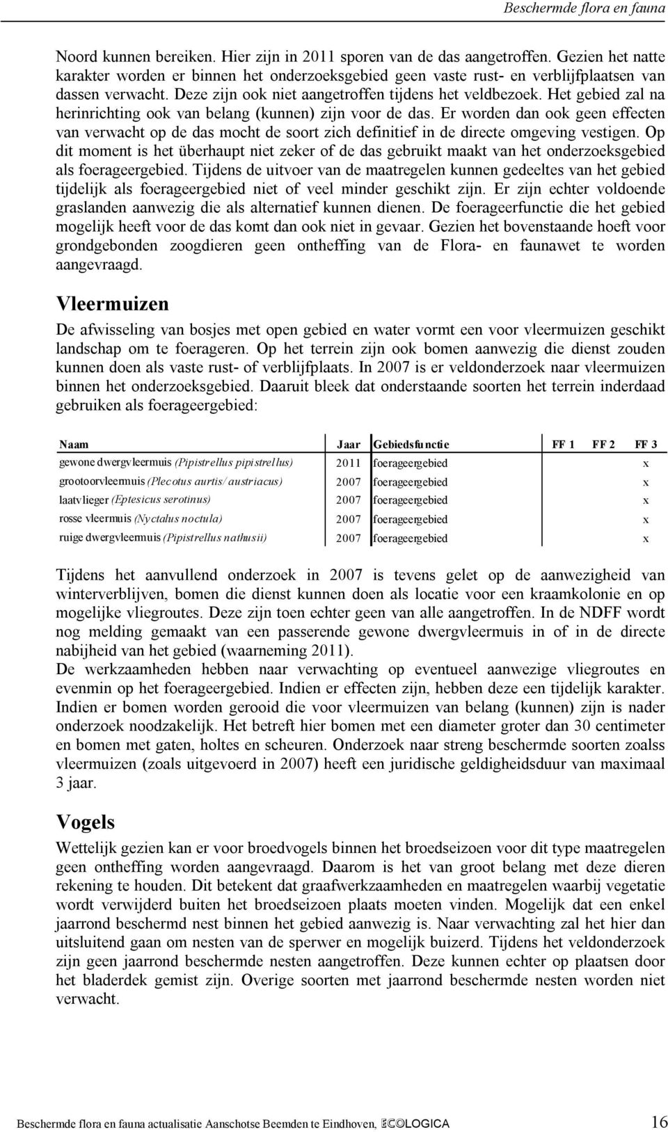 Het gebied zal na herinrichting ook van belang (kunnen) zijn voor de das. Er worden dan ook geen effecten van verwacht op de das mocht de soort zich definitief in de directe omgeving vestigen.