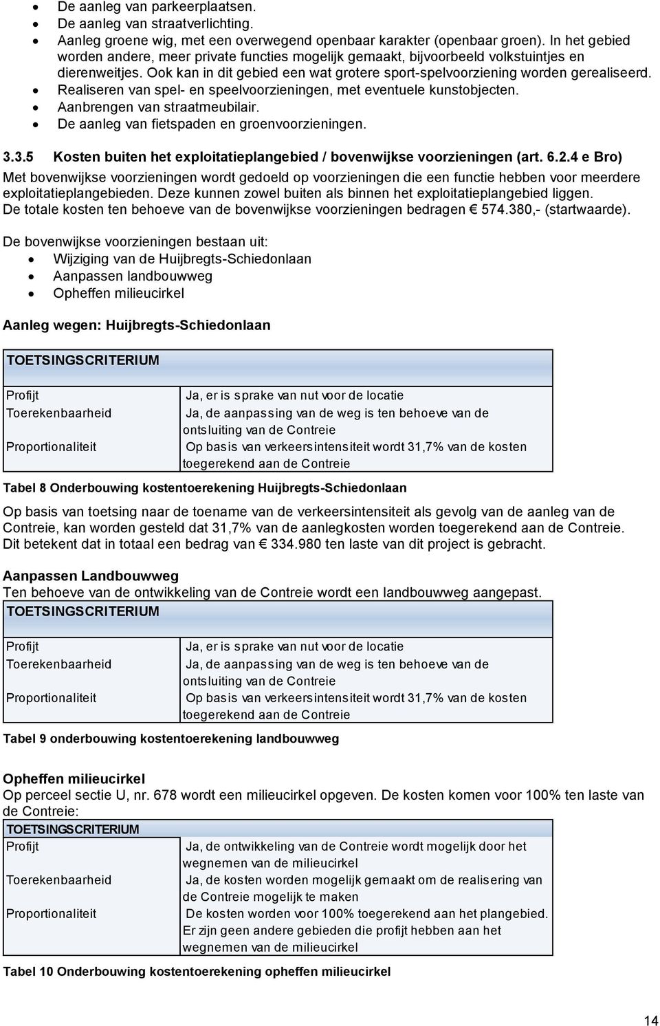 Realiseren van spel- en speelvoorzieningen, met eventuele kunstobjecten. Aanbrengen van straatmeubilair. De aanleg van fietspaden en groenvoorzieningen. 3.