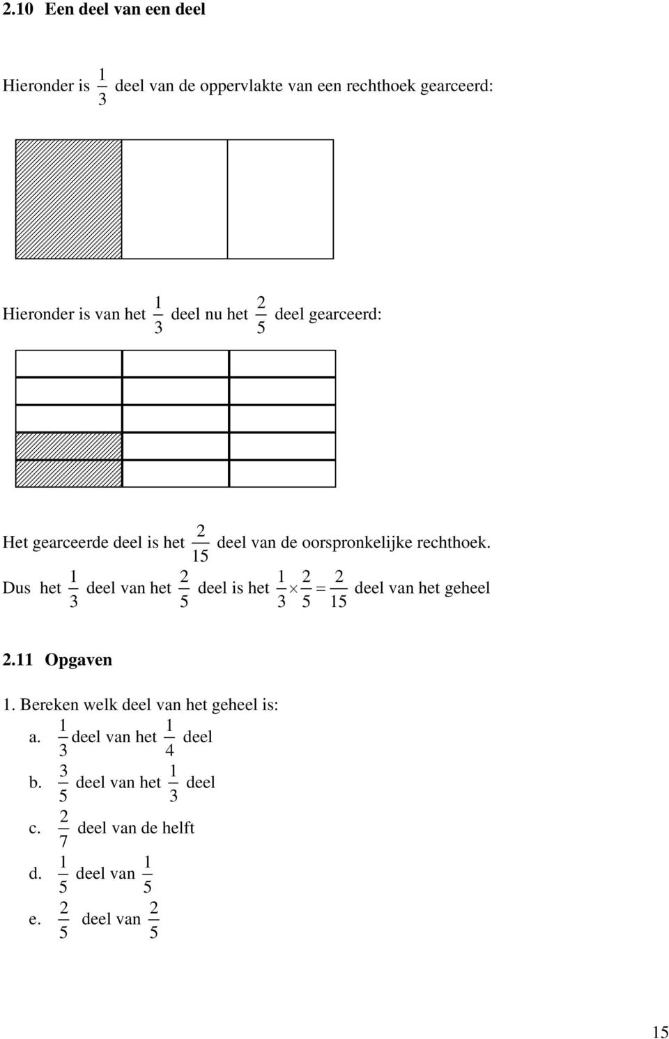 het deel van de oorspronkelijke rechthoek. deel is het = deel van het geheel. Opgaven.