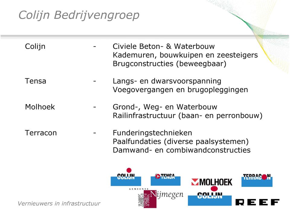 en brugopleggingen Molhoek - Grond-, Weg- en Waterbouw Railinfrastructuur (baan- en