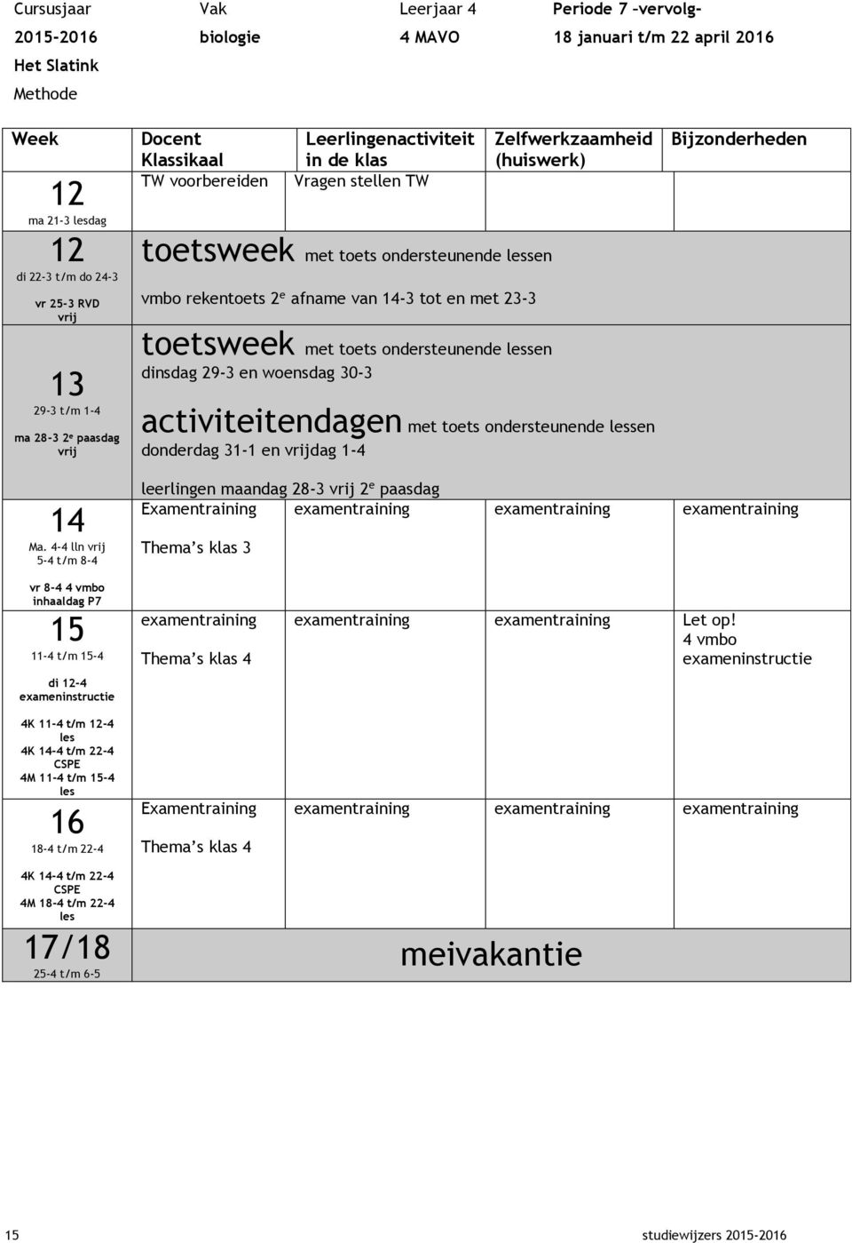 lessen donderdag 31-1 en dag 1-4 Ma.