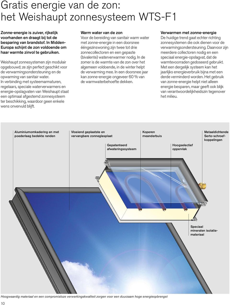 Weishaupt zonnesystemen zijn modulair opgebouwd; ze zijn perfect geschikt voor de verwarmingsondersteuning en de opwarming van sanitair water.