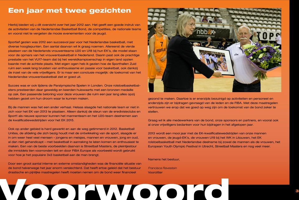 Sportief gezien was 2012 een succesvol jaar voor het Nederlandse basketball, met diverse hoogtepunten. Een aantal daarvan wil ik graag noemen.