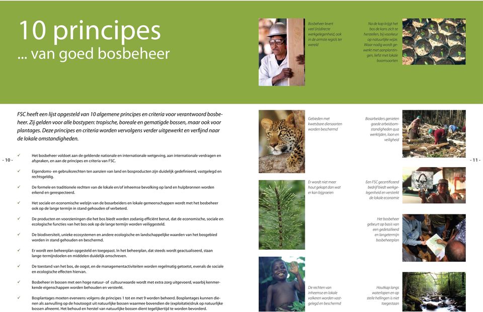 Waar nodig wordt gewerkt met aanplantingen, liefst met lokale boomsoorten FSC heeft een lijst opgesteld van 10 algemene principes en criteria voor verantwoord bosbeheer.