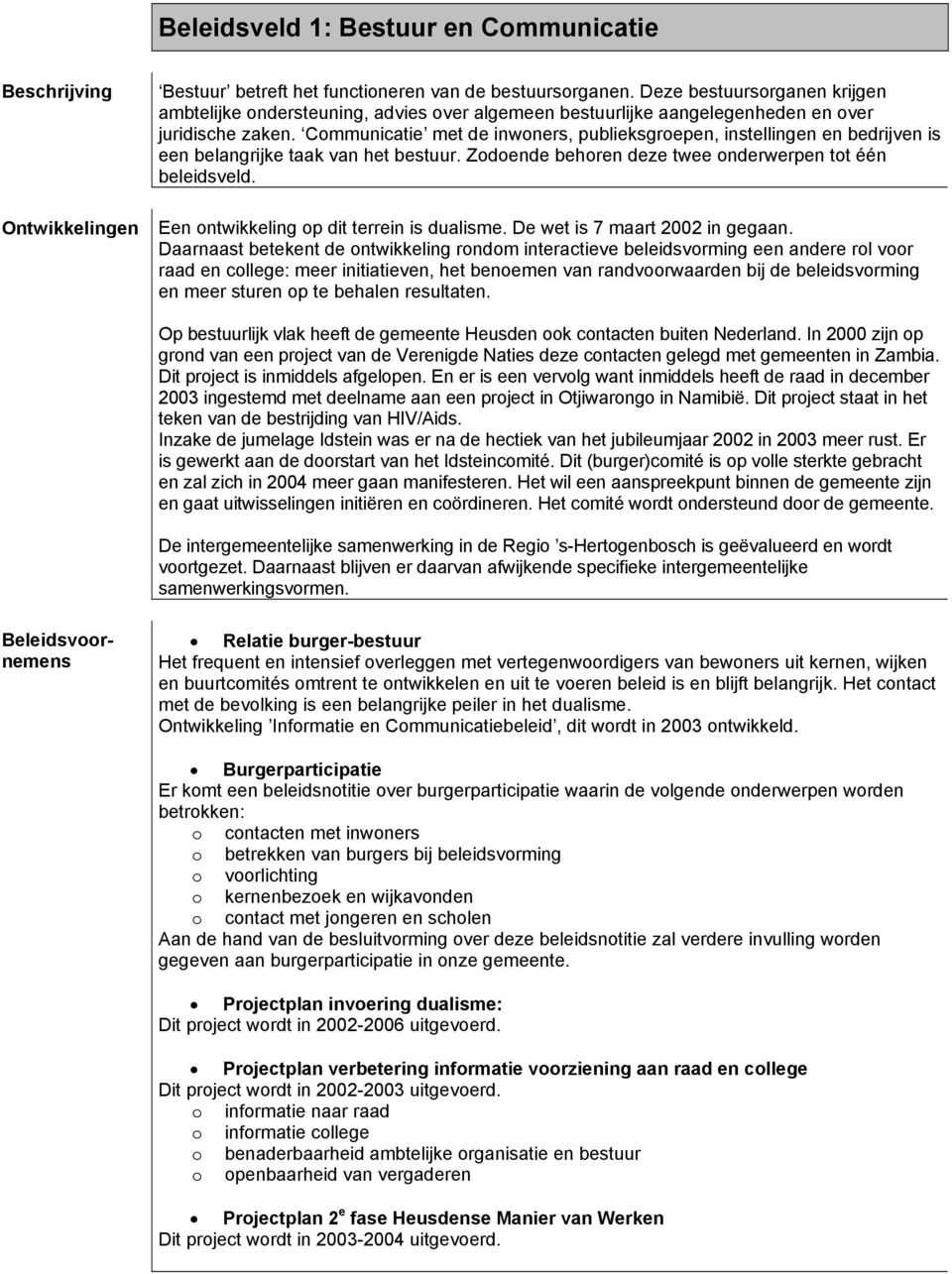 Communicatie met de inwoners, publieksgroepen, instellingen en bedrijven is een belangrijke taak van het bestuur. Zodoende behoren deze twee onderwerpen tot één beleidsveld.