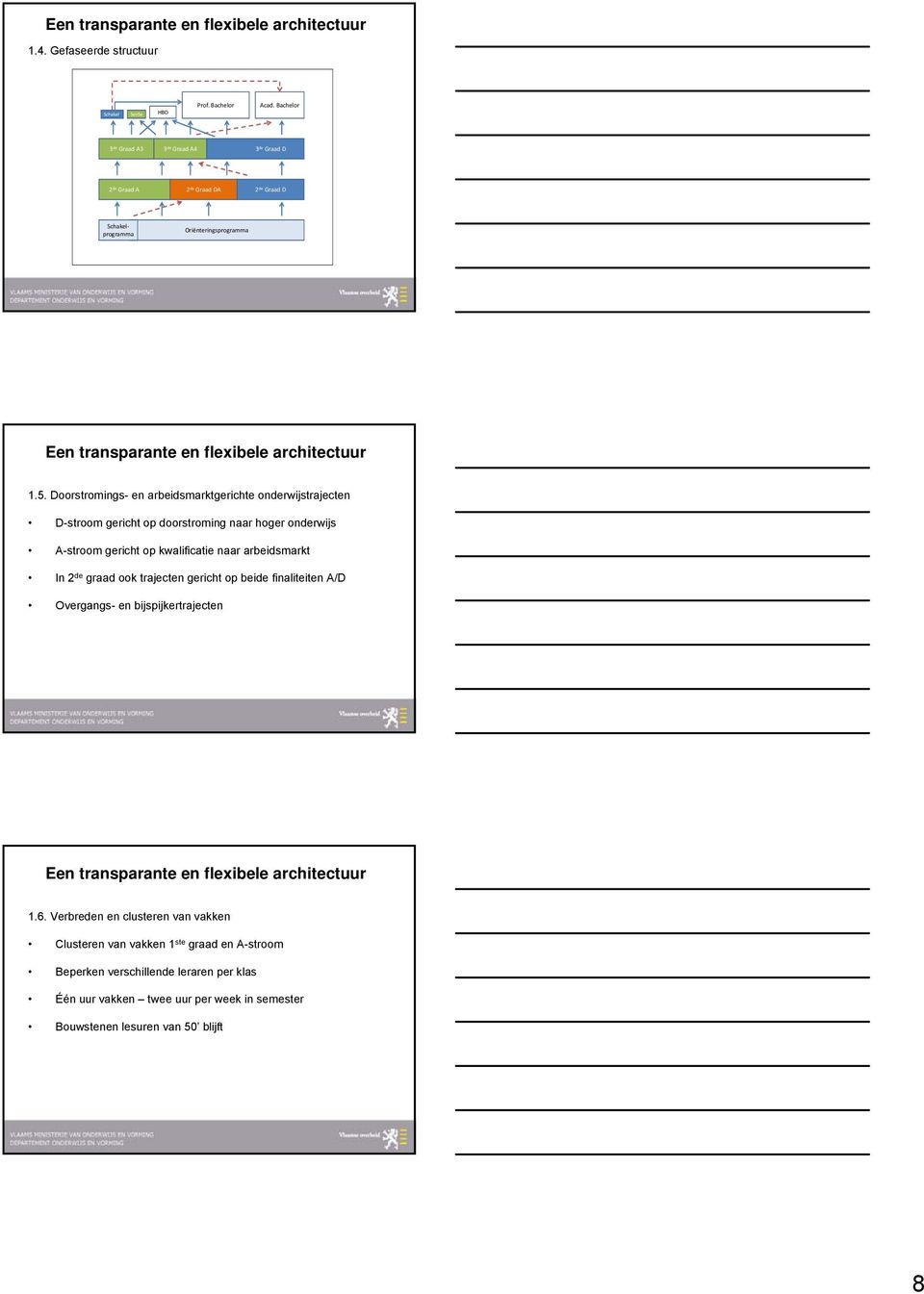 Doorstromings- en arbeidsmarktgerichte onderwijstrajecten D-stroom gericht op doorstroming naar hoger onderwijs A-stroom gericht op kwalificatie naar arbeidsmarkt In