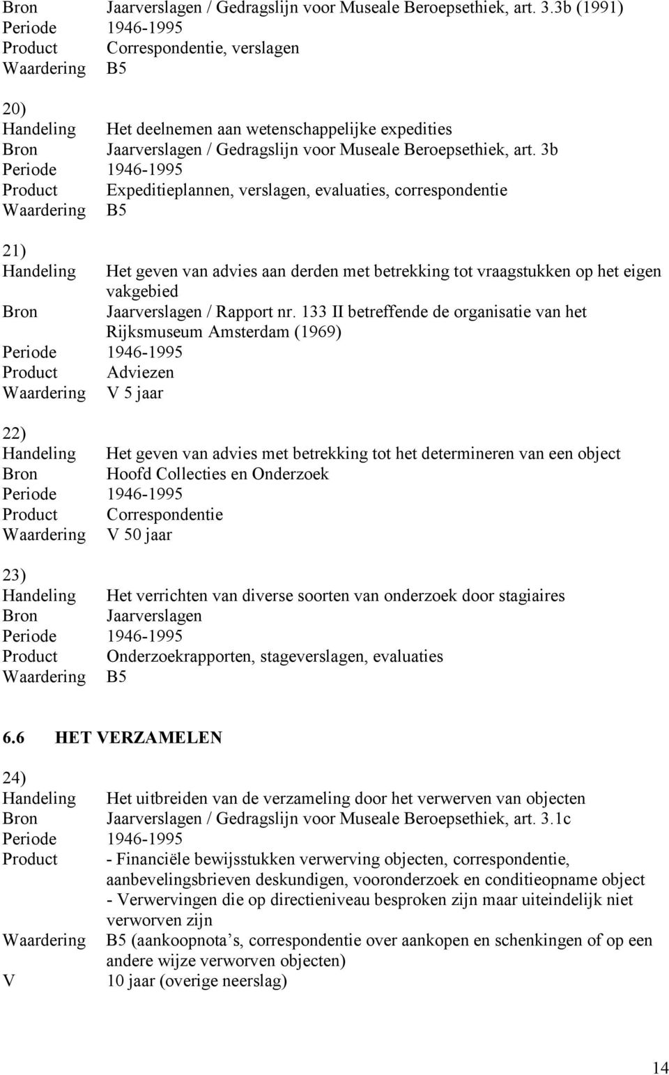 133 II betreffende de organisatie van het Rijksmuseum Amsterdam (1969) Product Adviezen Waardering V 5 jaar 22) Het geven van advies met betrekking tot het determineren van een object Bron Hoofd