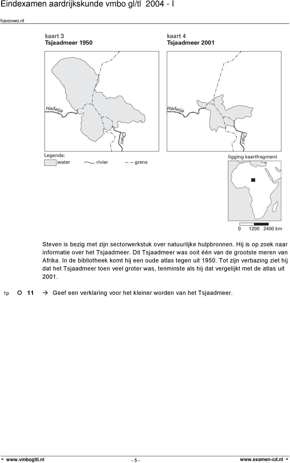 Dit Tsjaadmeer was ooit één van de grootste meren van Afrika. In de bibliotheek komt hij een oude atlas tegen uit 1950.