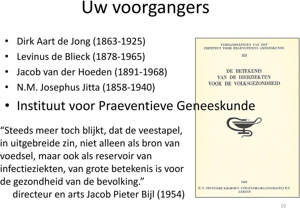 Josephus Jitta (1858-1940) Instituut voor Praeventieve Geneeskunde Steeds meer toch blijkt, dat de