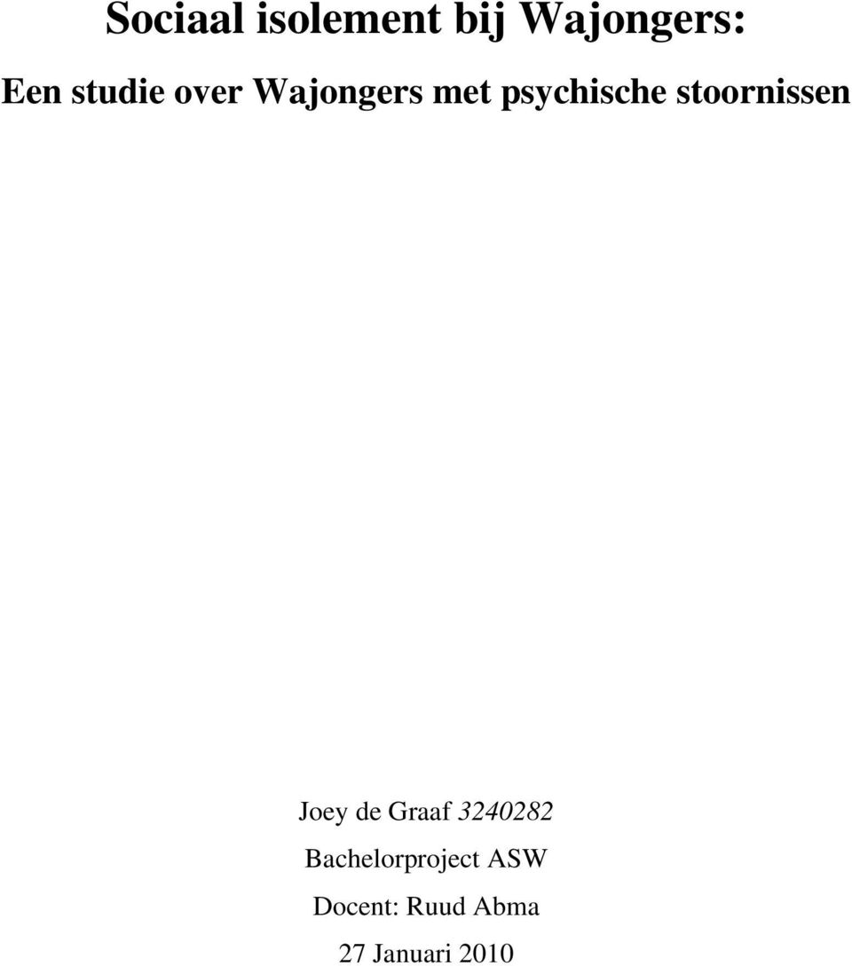 stoornissen Joey de Graaf 3240282