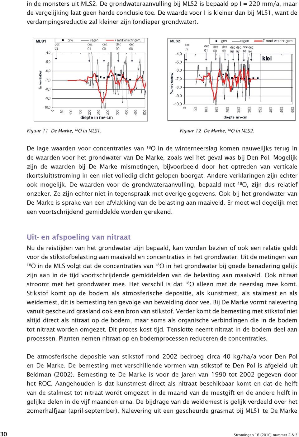 De lage waarden voor concentraties van 18 O in de winterneerslag komen nauwelijks terug in de waarden voor het grondwater van De Marke, zoals wel het geval was bij Den Pol.