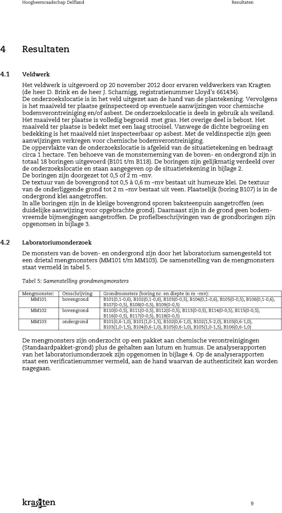 Vervolgens is het maaiveld ter plaatse geïnspecteerd op eventuele aanwijzingen voor chemische bodemverontreiniging en/of asbest. De onderzoekslocatie is deels in gebruik als weiland.