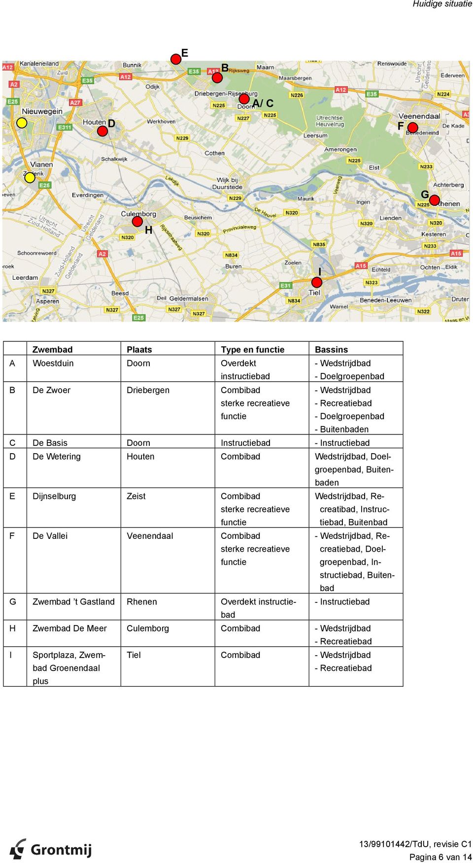 Dijnselburg Zeist Combibad sterke recreatieve functie Wedstrijdbad, Recreatibad, Instructiebad, Buitenbad F De Vallei Veenendaal Combibad sterke recreatieve functie - Wedstrijdbad, Recreatiebad,