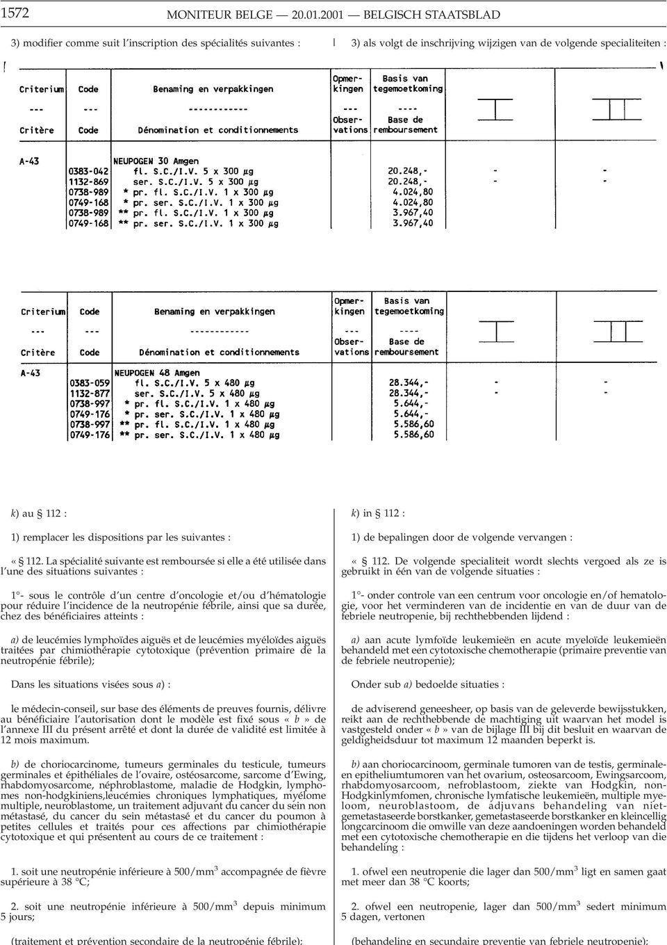 dispositions par les suivantes : «112.