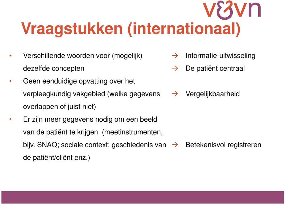 nodig om een beeld van de patiënt te krijgen (meetinstrumenten, bijv.