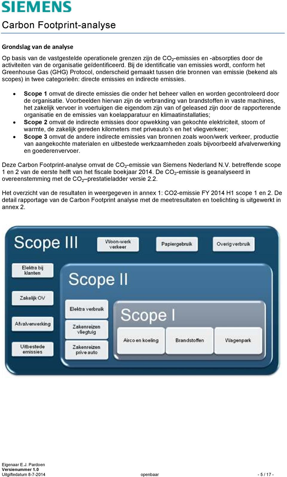 indirecte emissies. Scope 1 omvat de directe emissies die onder het beheer vallen en worden gecontroleerd door de organisatie.