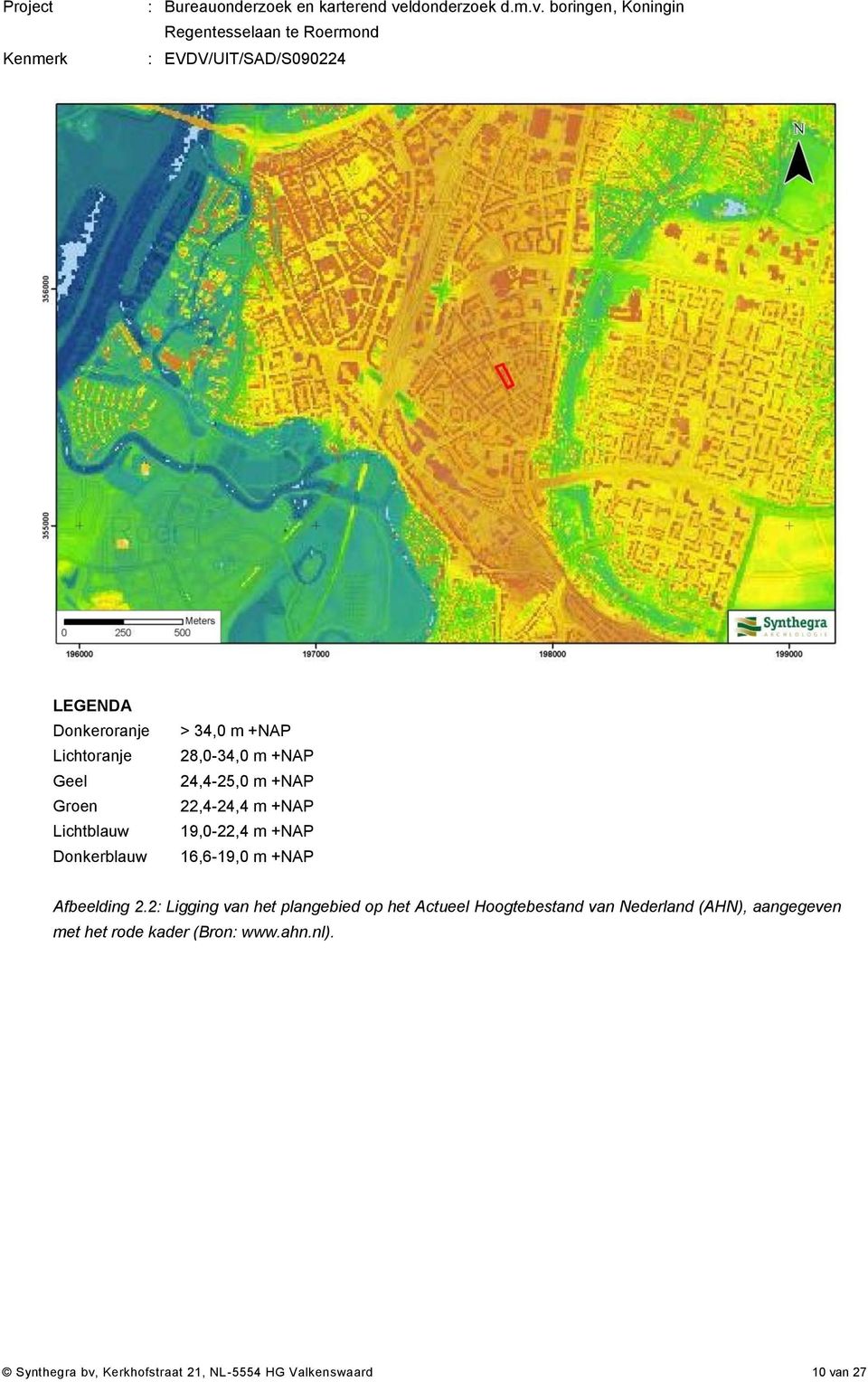 2: Ligging van het plangebied op het Actueel Hoogtebestand van Nederland (AHN), aangegeven