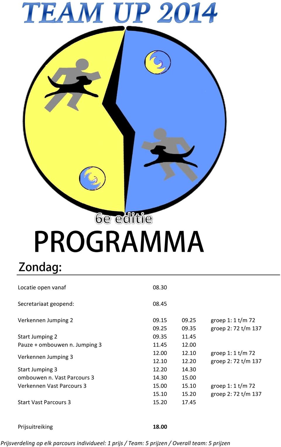 20 groep 2: 72 t/m 137 Start Jumping 3 12.20 14.30 ombouwen n. Vast Parcours 3 14.30 15.00 Verkennen Vast Parcours 3 15.00 15.10 groep 1: 1 t/m 72 15.