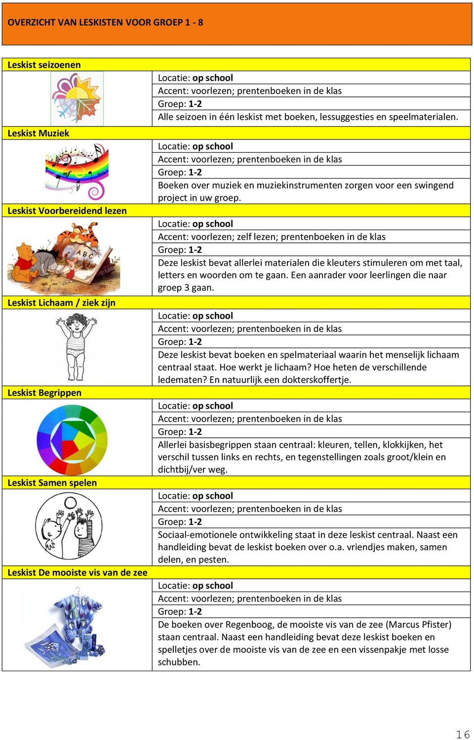 Accent: voorlezen; prentenboeken in de klas Groep: 1-2 Boeken over muziek en muziekinstrumenten zorgen voor een swingend project in uw groep.