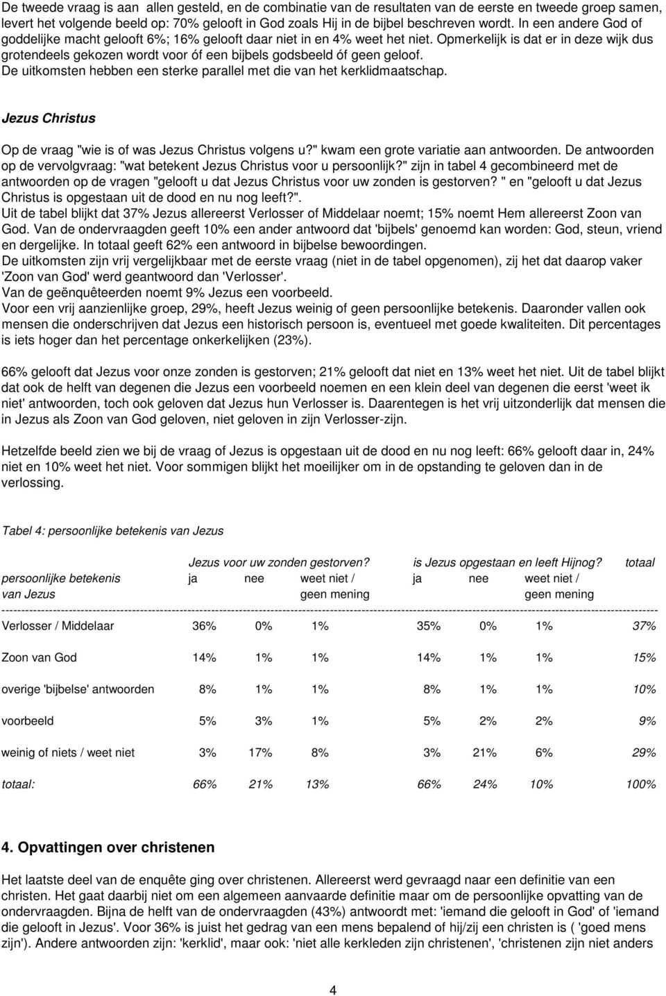 Opmerkelijk is dat er in deze wijk dus grotendeels gekozen wordt voor óf een bijbels godsbeeld óf geen geloof. De uitkomsten hebben een sterke parallel met die van het kerklidmaatschap.