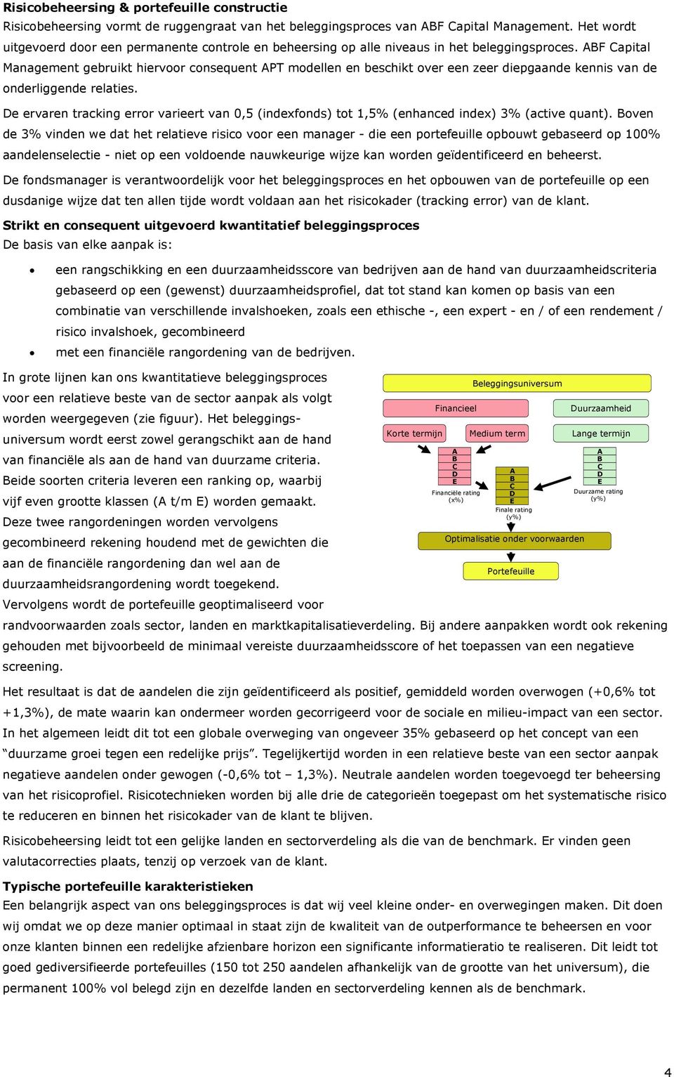 ABF Capital Management gebruikt hiervoor consequent APT modellen en beschikt over een zeer diepgaande kennis van de onderliggende relaties.