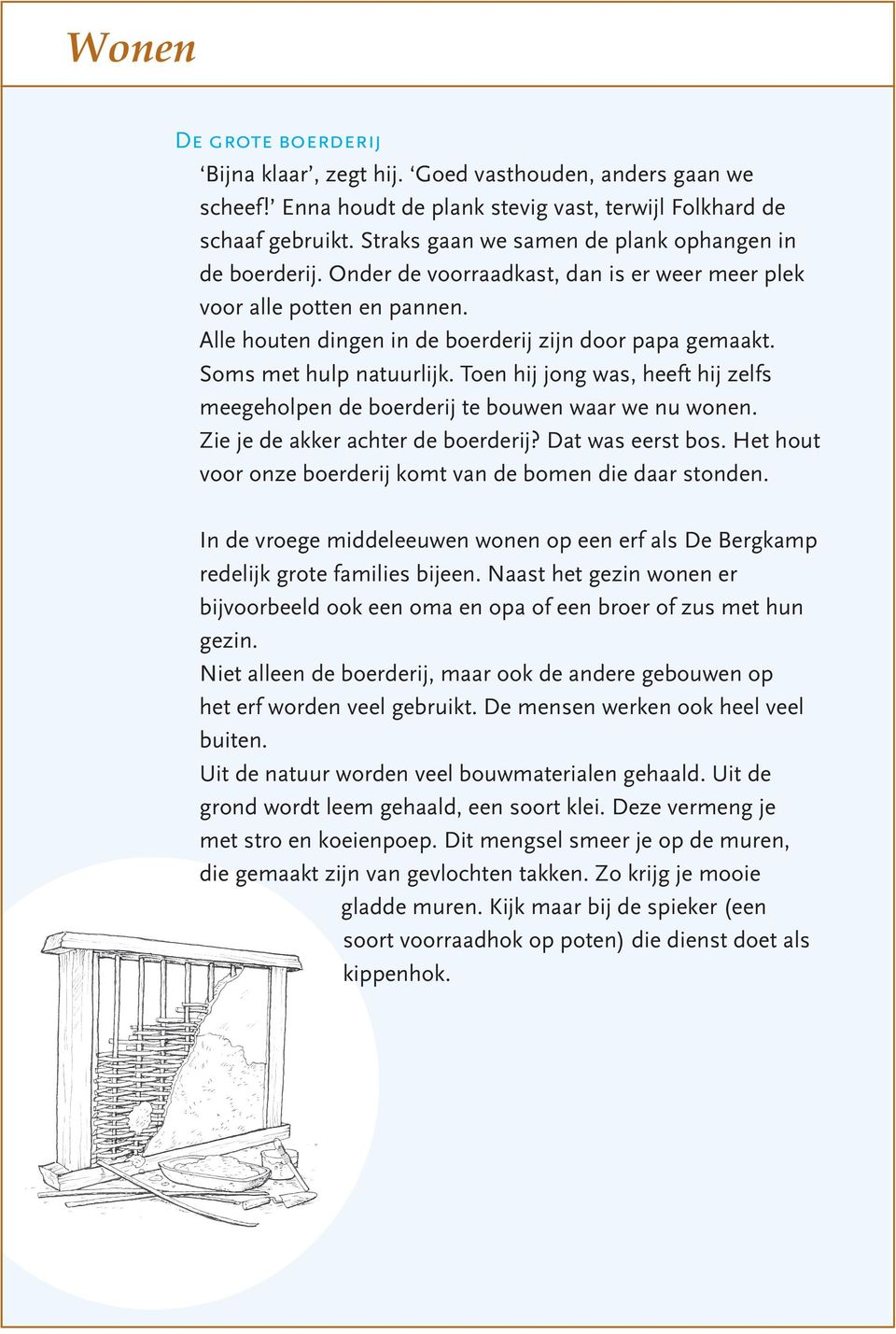 Soms met hulp natuurlijk. Toen hij jong was, heeft hij zelfs meegeholpen de boerderij te bouwen waar we nu wonen. Zie je de akker achter de boerderij? Dat was eerst bos.