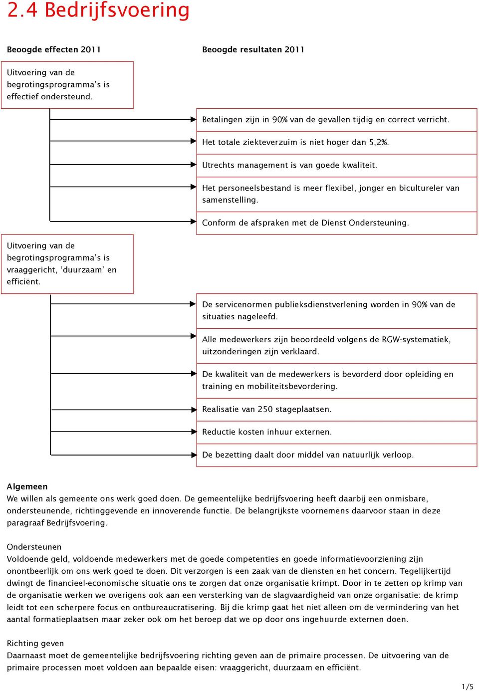 Conform de afspraken met de Dienst Ondersteuning. Uitvoering van de begrotingsprogramma s is vraaggericht, duurzaam en efficiënt.