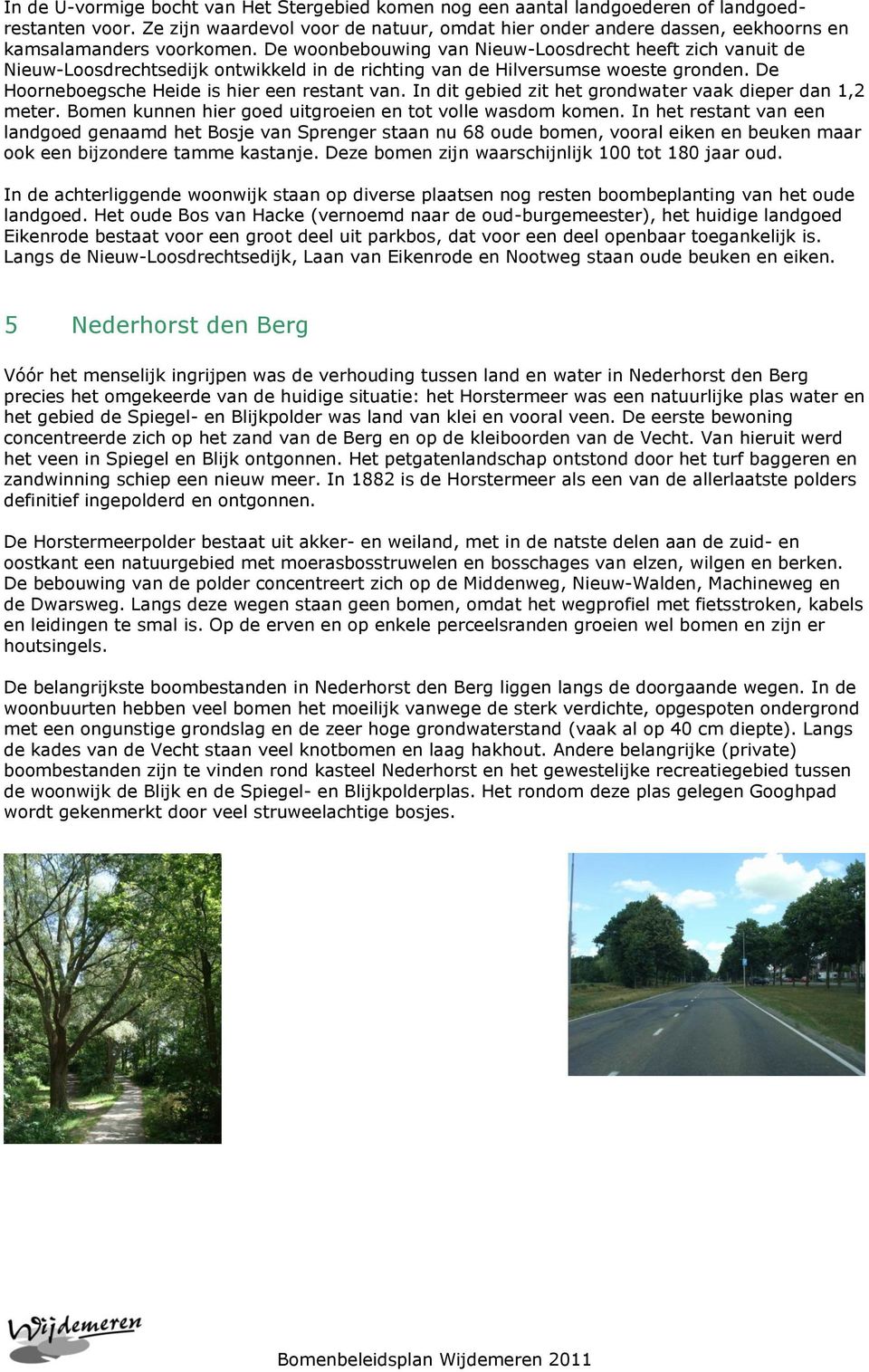 De woonbebouwing van Nieuw-Loosdrecht heeft zich vanuit de Nieuw-Loosdrechtsedijk ontwikkeld in de richting van de Hilversumse woeste gronden. De Hoorneboegsche Heide is hier een restant van.