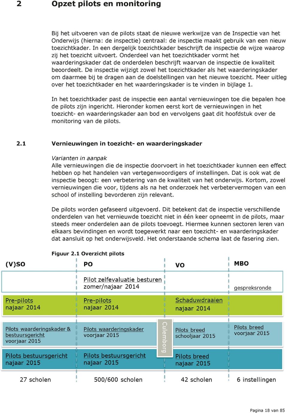 Onderdeel van het toezichtkader vormt het waarderingskader dat de onderdelen beschrijft waarvan de inspectie de kwaliteit beoordeelt.