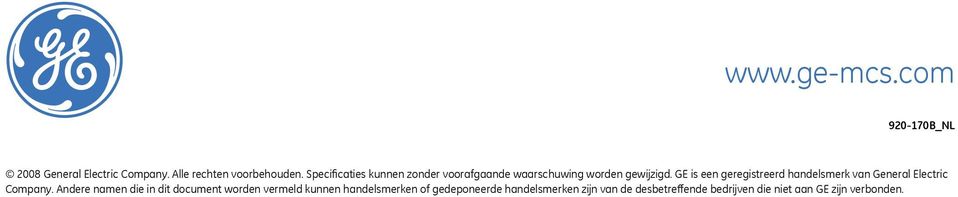 GE is een geregistreerd handelsmerk van General Electric Company.