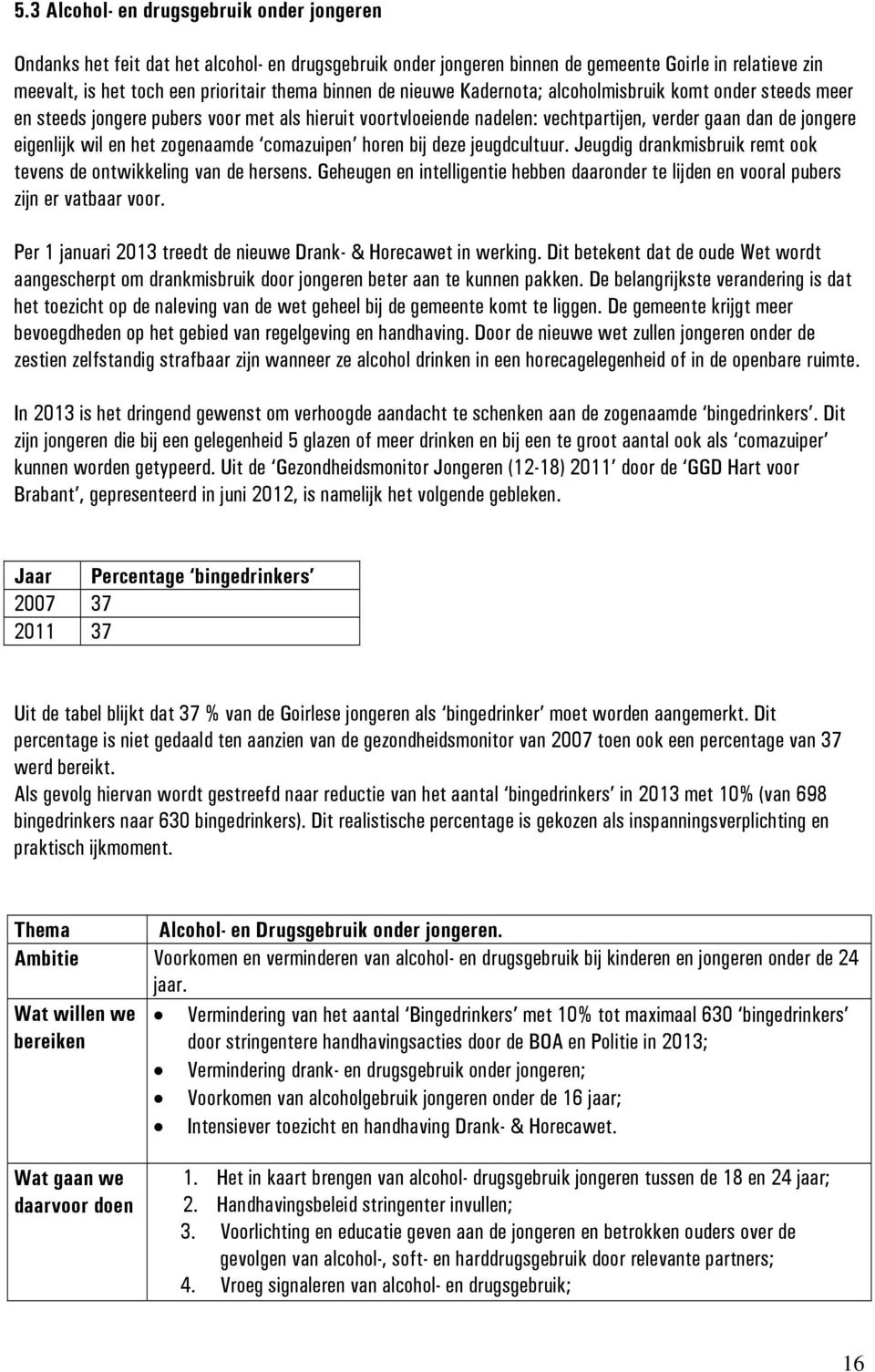 zogenaamde comazuipen horen bij deze jeugdcultuur. Jeugdig drankmisbruik remt ook tevens de ontwikkeling van de hersens.