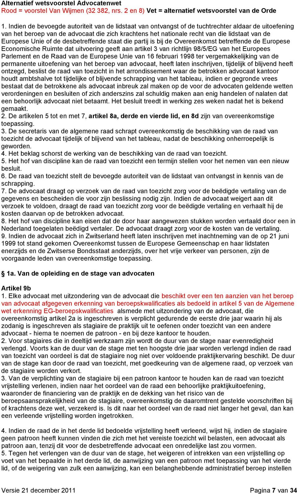 Parlement en de Raad van de Europese Unie van 16 februari 1998 ter vergemakkelijking van de permanente uitoefening van het beroep van advocaat, heeft laten inschrijven, tijdelijk of blijvend heeft