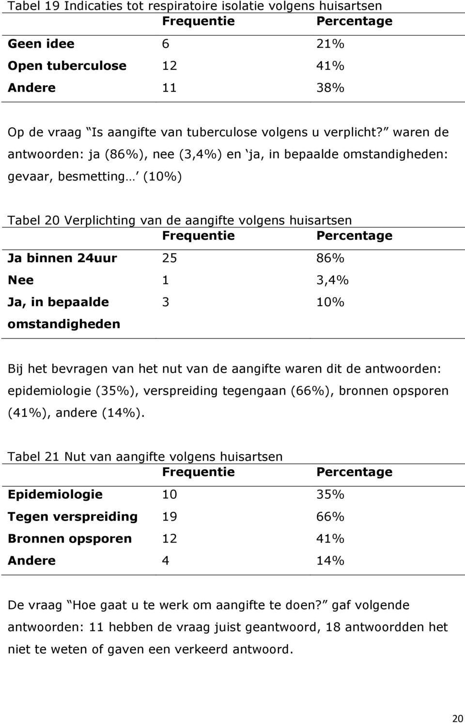 bepaalde omstandigheden 3 10% Bij het bevragen van het nut van de aangifte waren dit de antwoorden: epidemiologie (35%), verspreiding tegengaan (66%), bronnen opsporen (41%), andere (14%).