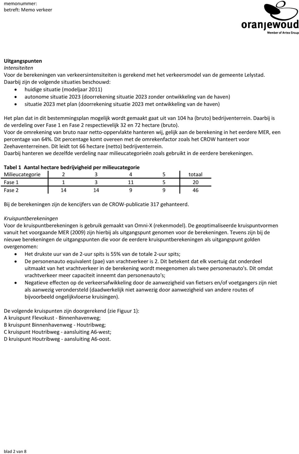 (doorrekening situatie 2023 met ontwikkeling van de haven) Het plan dat in dit bestemmingsplan mogelijk wordt gemaakt gaat uit van 104 ha (bruto) bedrijventerrein.