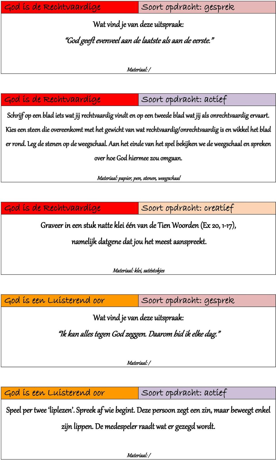 Kies een steen die overeenkomt met het gewicht van wat rechtvaardig/onrechtvaardig is en wikkel het blad er rond. Leg de stenen op de weegschaal.